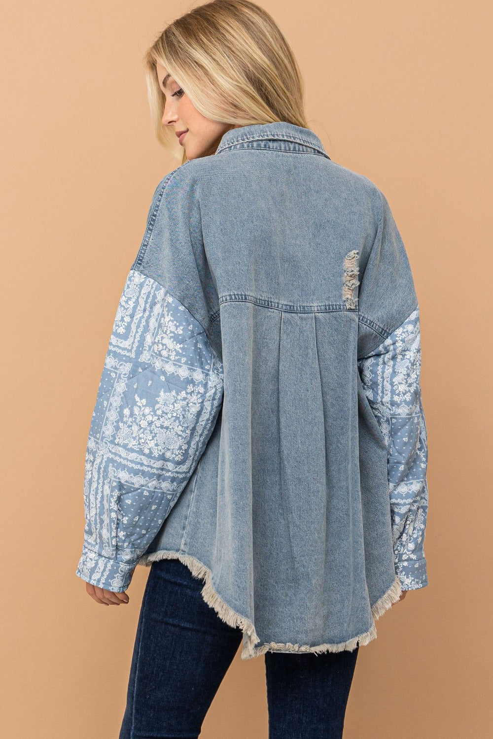 Quilted Sleeves Denim Jacket